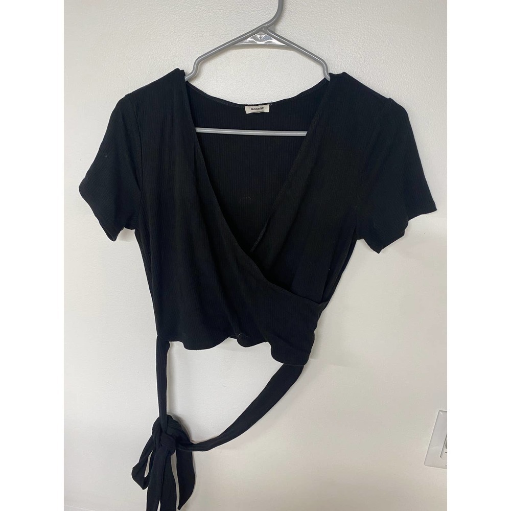Garage Black V-neck Tie Tee